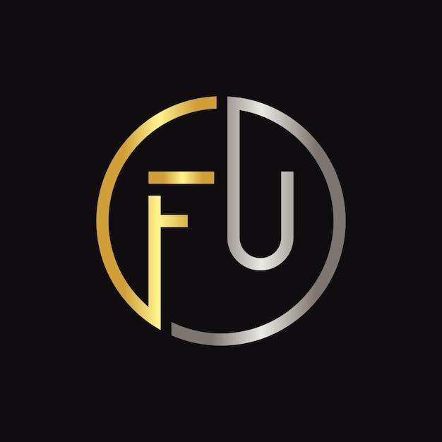 Initial Circle FU Letter Logo Creative Typography Vector Template