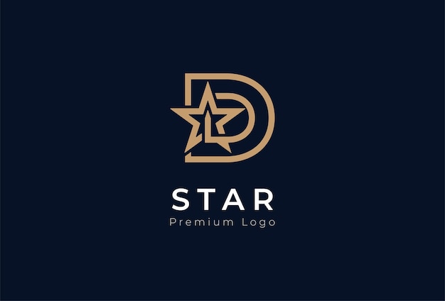 Initial D Star Logo, Letter D with star combination, usable for brand and business logos