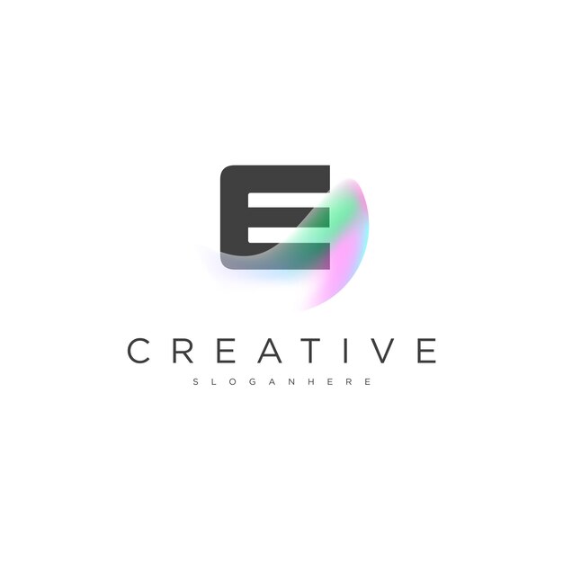 Vector initial e gradient simple logo