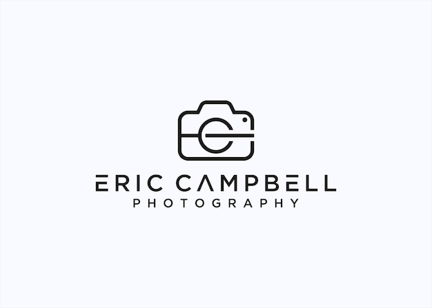 initial ec camera logo design vector silhouette illustration