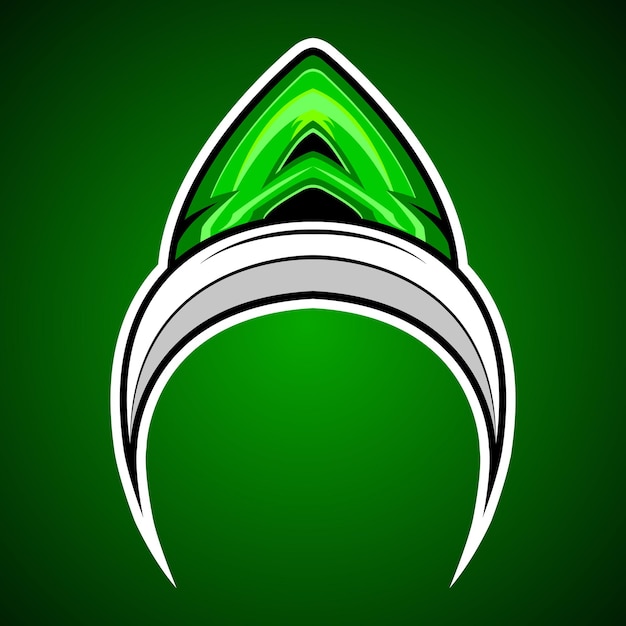 Initial A esport vector logo design in green color with moon or rocket concept illustration