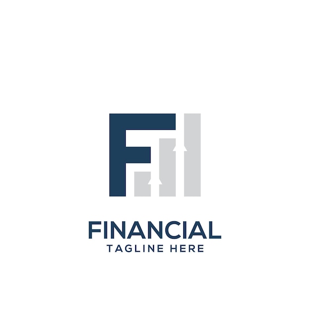 Initial F letter with statistic financial growth logo Vector.