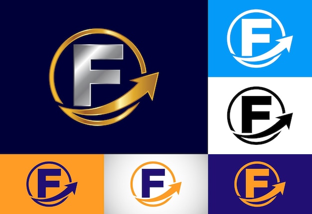 Initial F monogram alphabet symbol design incorporated with the arrow Financial or success logo