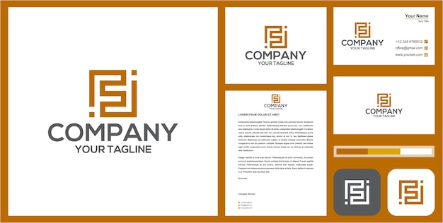 initial fi or f logo with business card