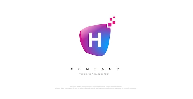 Initial H Logo Design With Digital Symbol