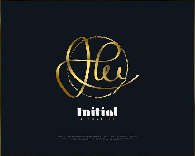 Vector initial h and u logo design in gold handwriting style hu signature logo or symbol for wedding fashion jewelry boutique and business brand identity