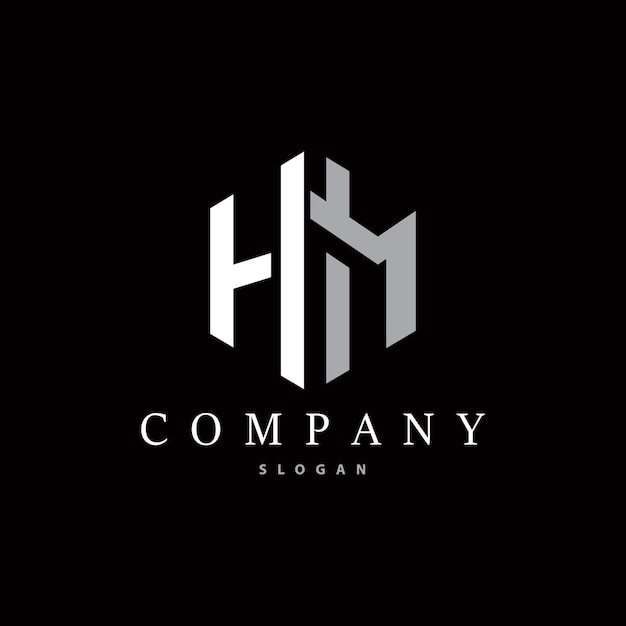 Initial HM Letter Logo Modern and Luxury Vector Minimalist MH Logo Template