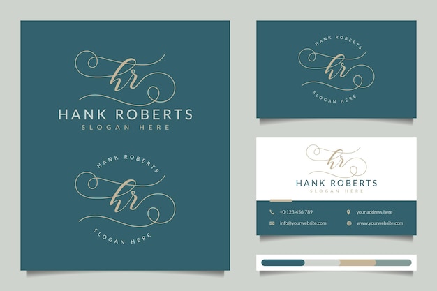 Initial hr feminine logo collections with business card template