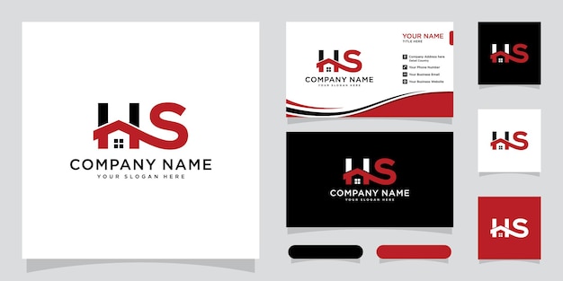 Initial HS home logo icon design vector with business card design Premium Vector