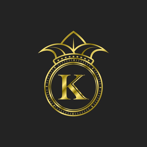 initial k gold logo luxury elegant with crown