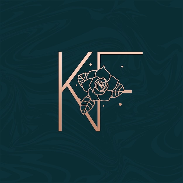 Initial KF Flower Beauty Letter Logo Marble Design Vector