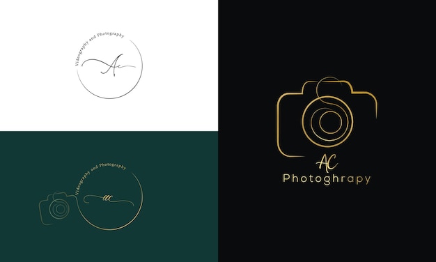 Initial Letter AA with the camera Logo photography simple luxury vector