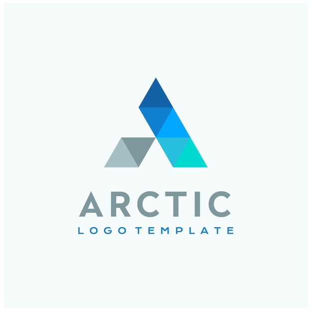 Initial Letter A for Aqua or Arctic with simple modern polygon low poly style logo design