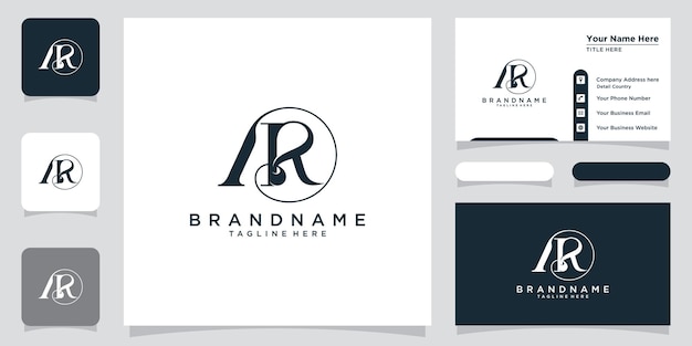 Initial Letter AR typography logo design vector with business card design Premium Vector