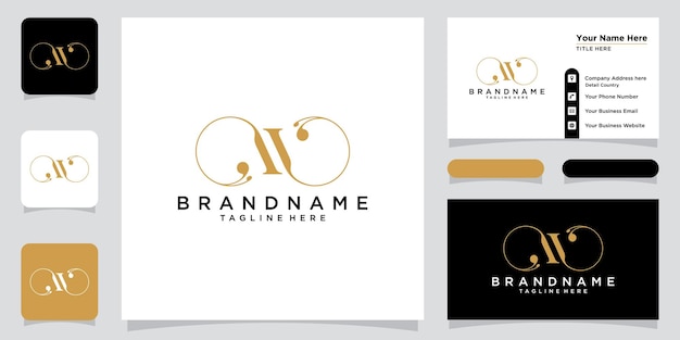 Initial letter AV or VA luxury Logo design with business card design Premium Vector