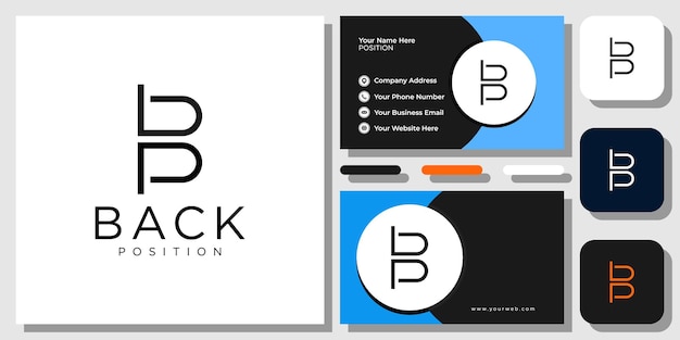 Initial letter B BP PB back position alphabet elegant with business card template