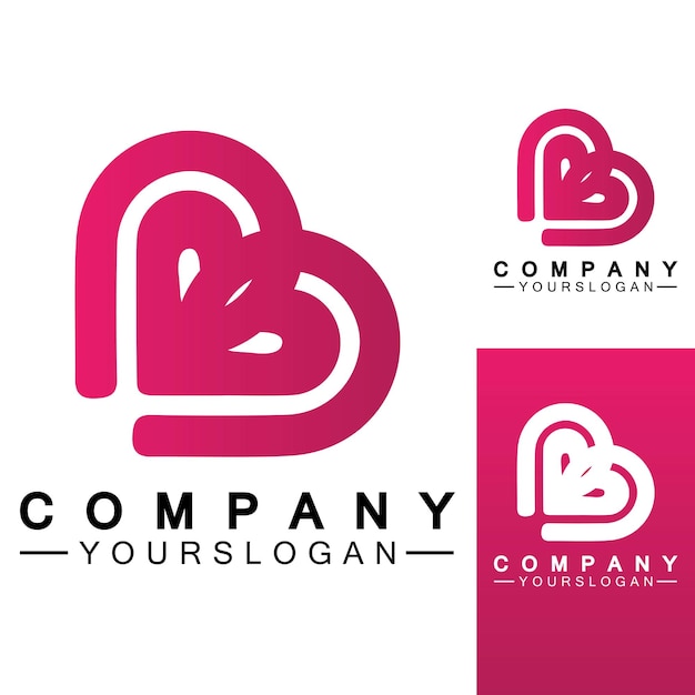 Initial letter B love heart logo design