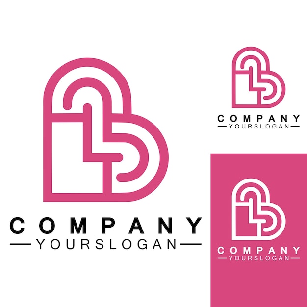 Initial letter B love heart logo design