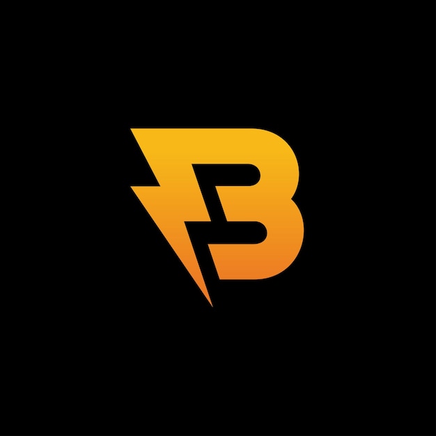 Initial Letter B Thunder Symbol Vector Logo Template on Dark Background