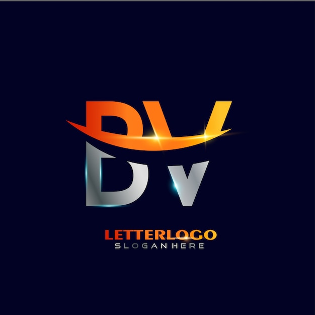 Initial Letter BV logotype  with swoosh design for Company and Business logo.