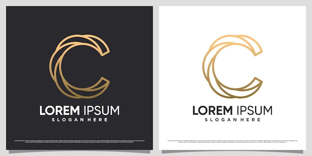 Initial letter c logo design for business icon with line art style and creative element