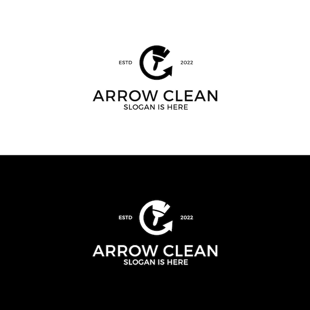 Initial letter c with arrow and clean shape logo design