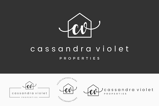 Initial letter CV C logo real estate Home house realtor property building vector design collection