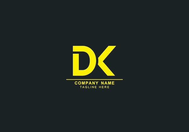 Initial letter D K DK or KD minimal logo