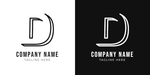 Vector initial letter d monogram logo design template creative outline d typography and black colors