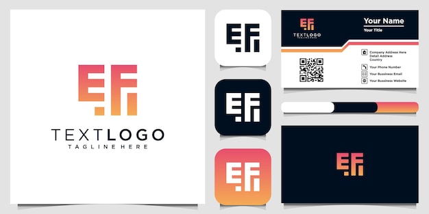 Initial letter E F icon Luxury vector logotype with business card template