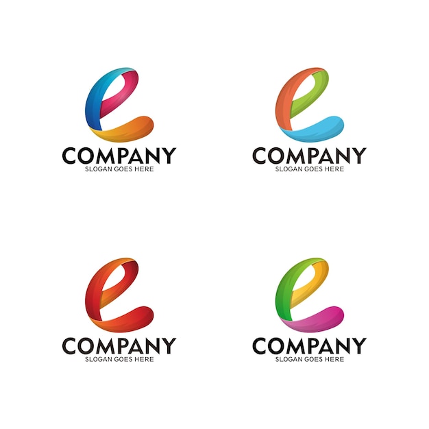 Initial letter E gradient logo vector, multi color letter icon template.