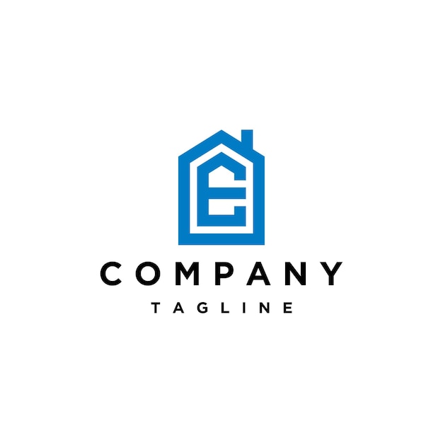 Initial letter E house logo icon design template