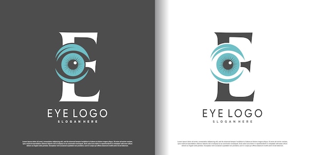 initial letter e logo design template with eye concept premium vector