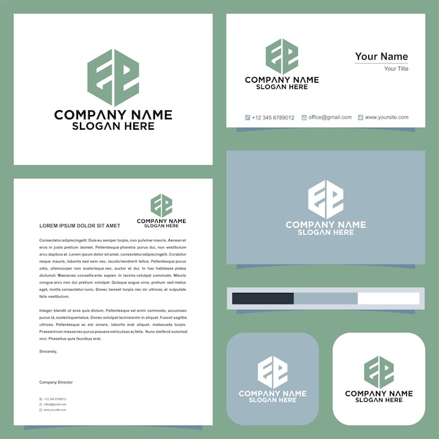 Initial Letter ee sheild Company Design Logo and business card