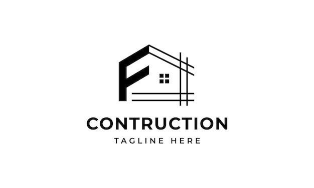 Initial letter f building contruction logo icon symbol