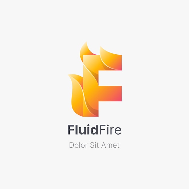 Initial letter f with fire logo gradient