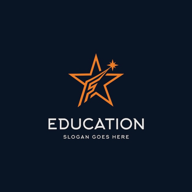 Initial letter F yellow star education logo design inspiration