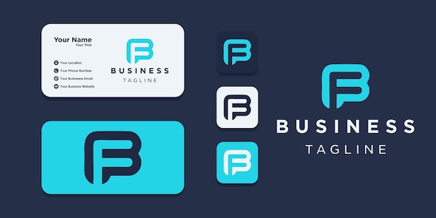 Initial letter fb or bf logo design concept with business card design Premium Vector