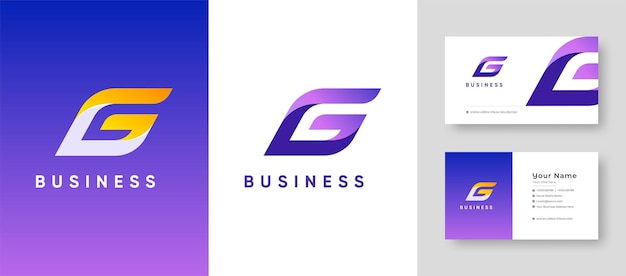 Initial Letter G Company business Logo with Business Card Design Fresh or Clean Editable Template