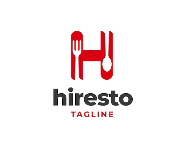 Initial letter h logo with spoon and fork for restaurant logo