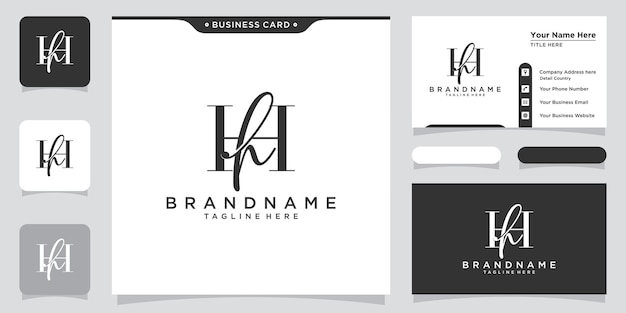 Initial letter HH luxury Logo design Vector with business card design