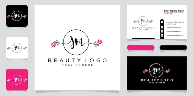 Initial letter JM luxury Logo design with business card design Premium Vector