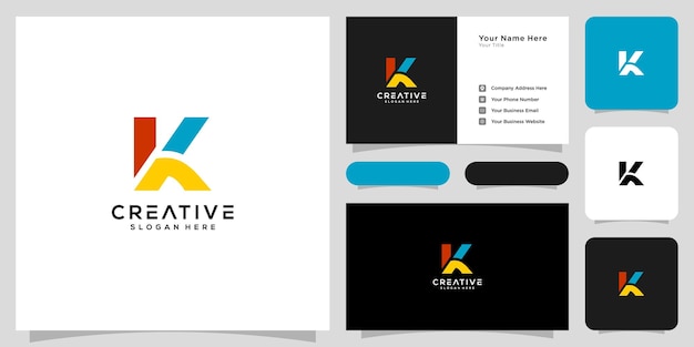 Initial letter k logo vector design line style