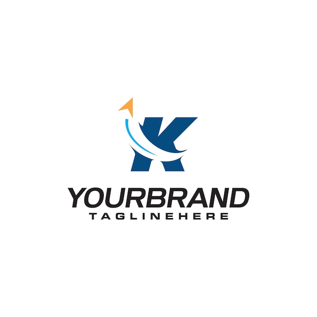 Initial letter K logo with arrow shape letter B travel business logo template