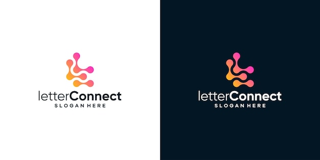 Vector initial letter l logo design template with tech style and gradient color graphic design illustration icons for business internet and technology symbol creative