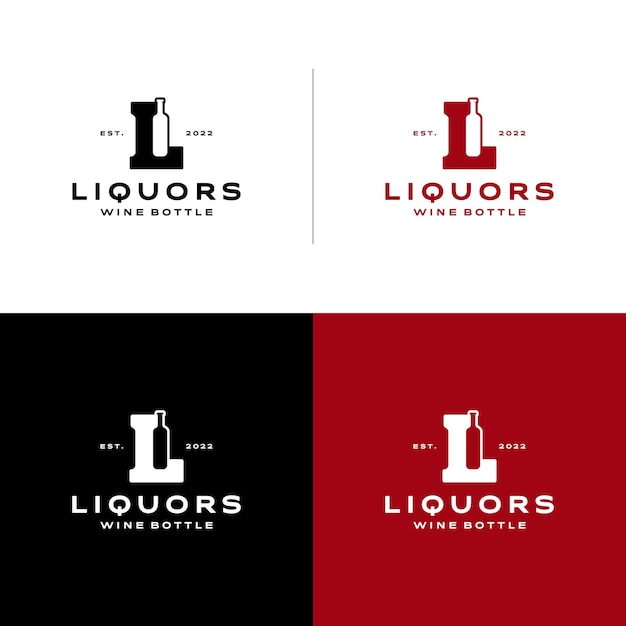 Initial letter L with wine bottle logo design inspiration