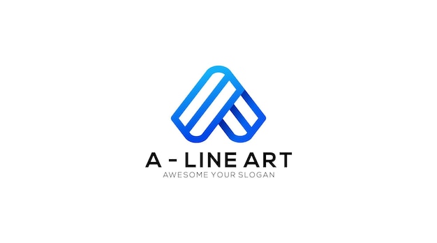 Initial Letter A Line Art Logo design Template