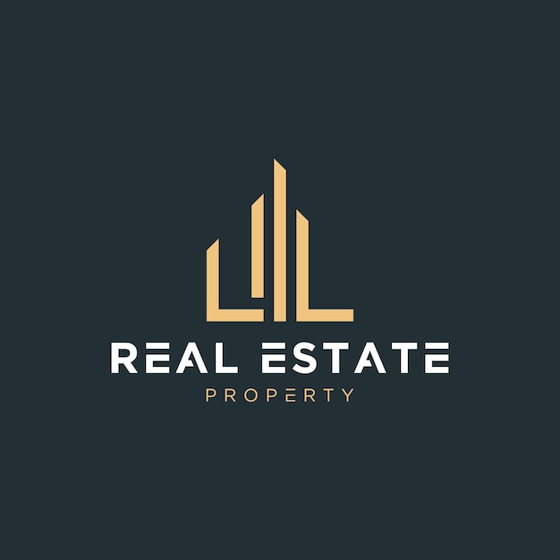 Initial letter ll real estate realtor property construction house home building or remodeling