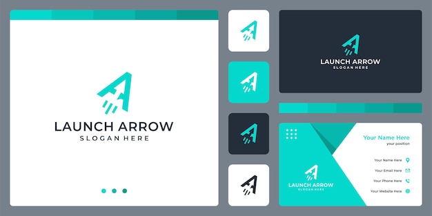 Initial letter A logo design inspiration arrow and launch. business card template design.