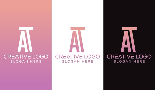 Initial Letter AT Logo Design Monogram Creative Modern Sign Symbol Icon